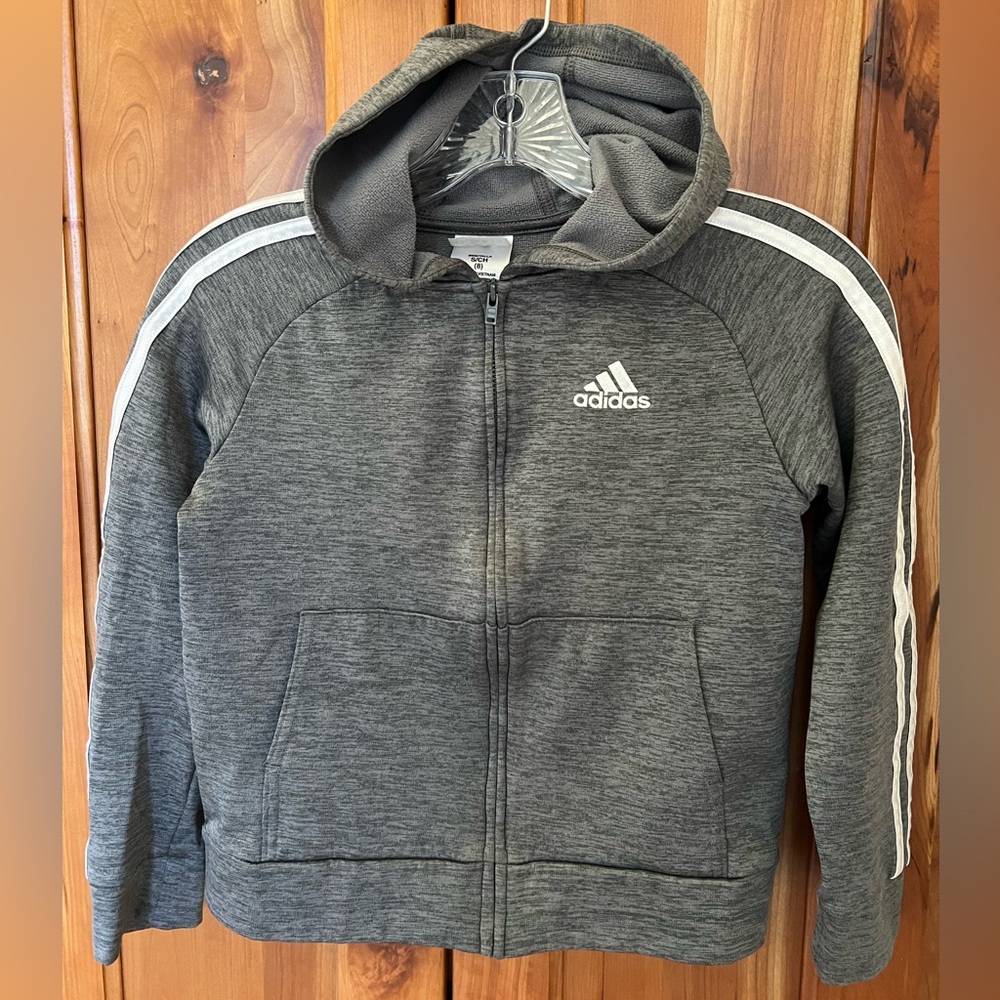 Adidas Kids Heather Gray Full-Zip Jacket